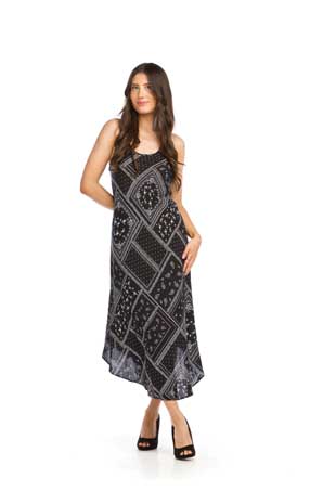 PD-16518 - GEO PAISLEY PRINT A-LINE SLEEVELESS MAXI DRESS - Colors: AS SHOWN - Available Sizes:XS-XXL - Catalog Page:42 